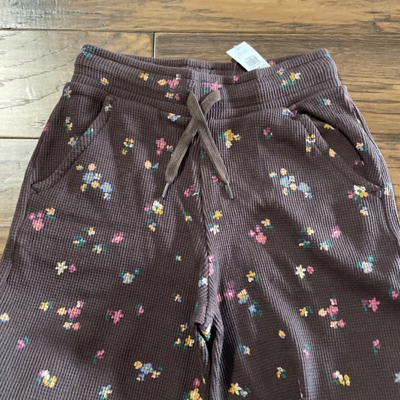 New Gap kids wide leg waffle pants brown floral size 8 medium - Picture 4 of 9